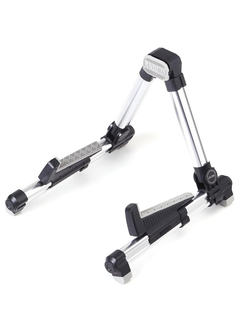 Aroma - AGS-08 Universal Foldable Adjustable Aluminum Floor Guitar Stand Holder A-Frame for All Guitar Types Ukulele Mandolin Oud - Image 1