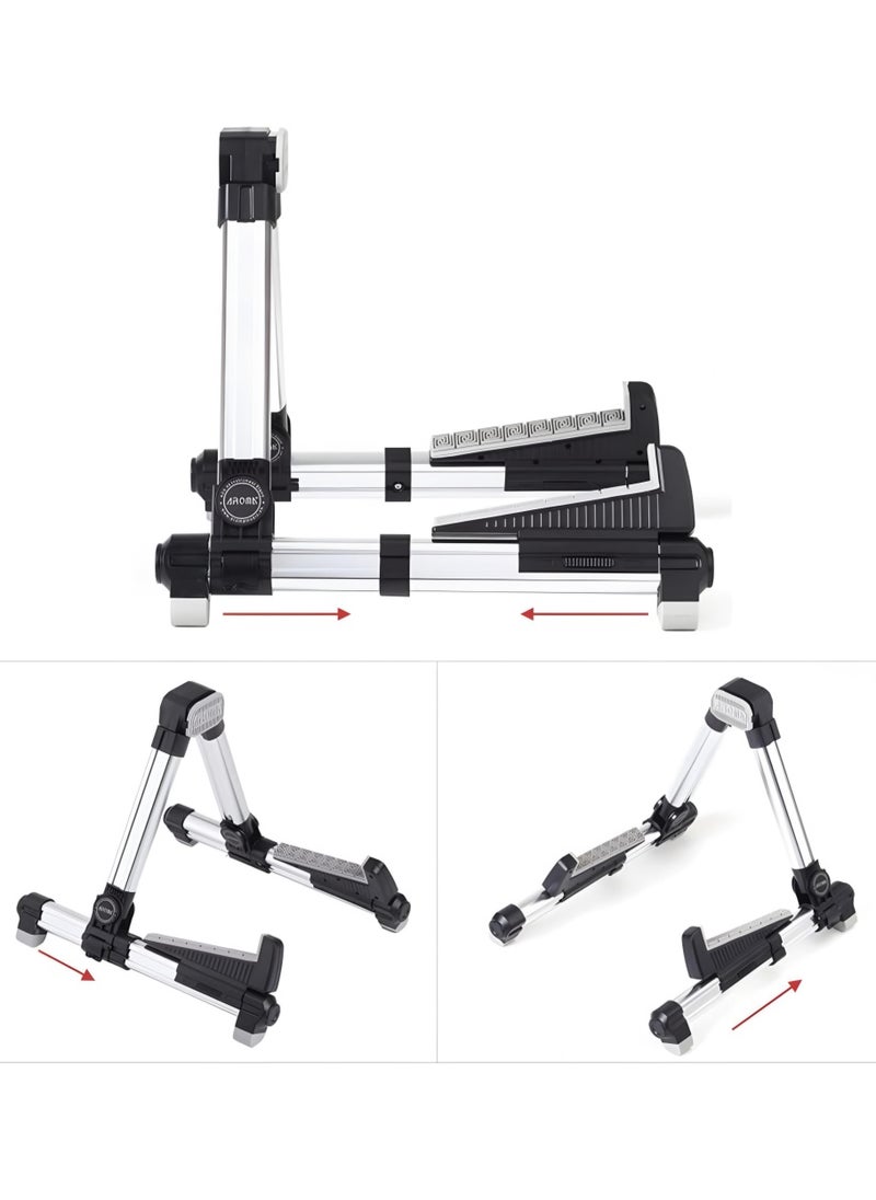 Aroma - AGS-08 Universal Foldable Adjustable Aluminum Floor Guitar Stand Holder A-Frame for All Guitar Types Ukulele Mandolin Oud - Image 1