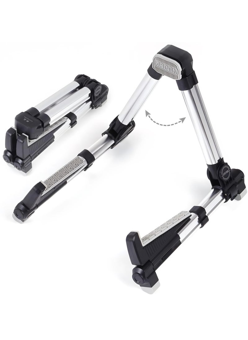 Aroma - AGS-08 Universal Foldable Adjustable Aluminum Floor Guitar Stand Holder A-Frame for All Guitar Types Ukulele Mandolin Oud - Image 1