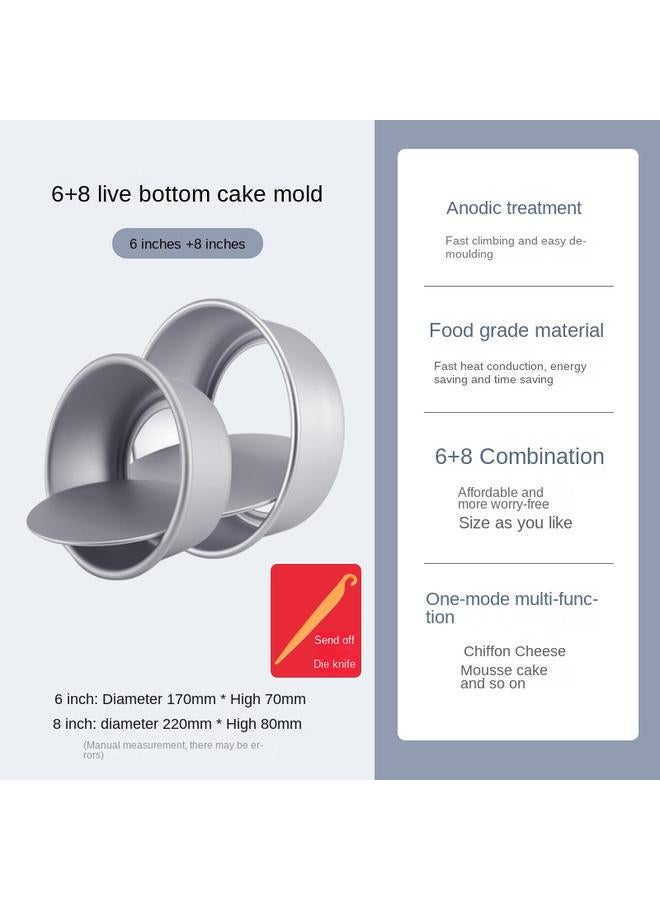 Bluejw A947 Chiffon Cake Mold Household Anode Live Bottom Non-stick Baking Abrasive Tools 4 Inch 6 Inch 8 Inch Round Square - Image 1