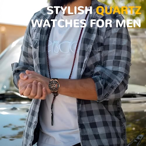 SOLLEN Men's Chronograph Watch, Analog Quartz Watches for Men, Fashion Sport Wrist Watches with Silicon Strap, 30M Waterproof Casual Dress Work Watch with Calendar, Skeleton Watches Gifts for Men - Image 2