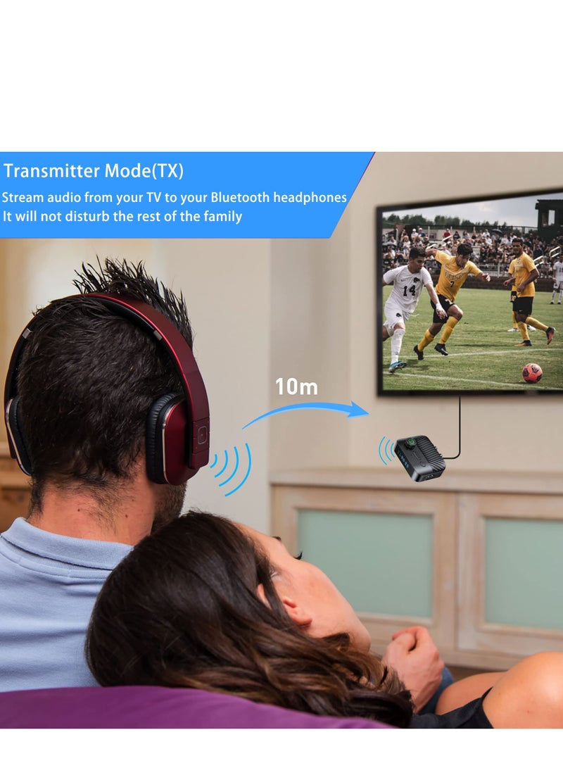 كابتن تيك Bluetooth Transmitter Receiver, Bluetooth Transmitter Receiver with Display, V5.3 Bluetooth Receiver for Home Stereo/Headphones/Speakers/Home Theater/Tv/Low Latency - Image 5