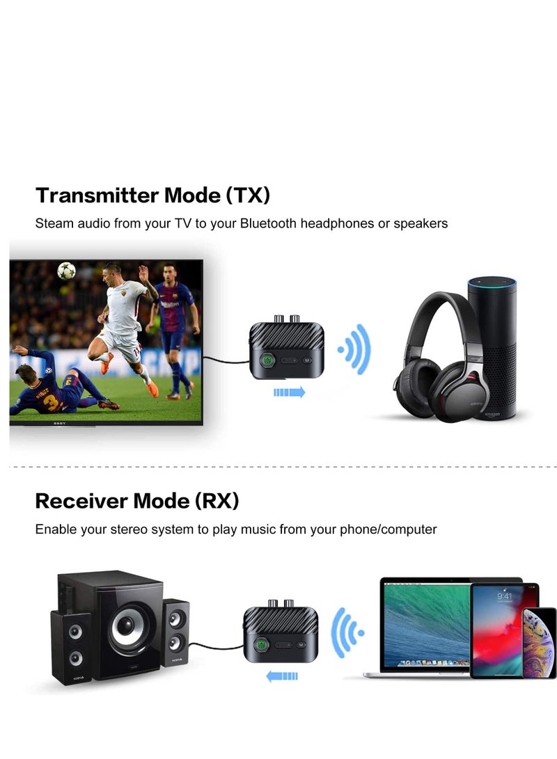 كابتن تيك Bluetooth Transmitter Receiver, Bluetooth Transmitter Receiver with Display, V5.3 Bluetooth Receiver for Home Stereo/Headphones/Speakers/Home Theater/Tv/Low Latency - Image 2