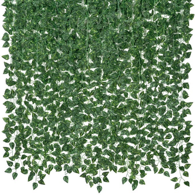 14 PACK 98FT ARTIFICIAL IVY GARLAND FAKE VINES UV RESISTANT GREENERY LEAVES FAKE PLANTS HANGING AESTHETIC VINES FOR HOME BEDROOM PARTY GARDEN WALL ROOM DECOR