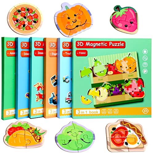 QimuMku Magnetic Puzzles for Kids Ages 13 Travel Toddler Puzzles Ages 24 Year Food Activities Toy for Boys Girls 35 yo Learning Magnet Gift for Road Trip - Image 1