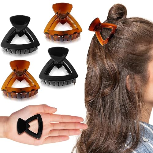 BIRDWARE hair Clips For Women 4Pcs Claw Clips Butterfly Clips hair Accessories For Girls Fancy Korean Clutch Stylish hairclip Women Medium hair clutchers Brown and Black Colour - Image 1