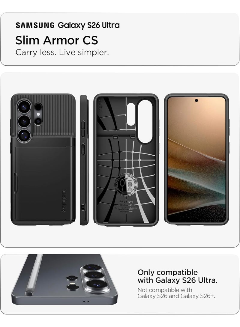 Spigen Slim Armor CS for Samsung Galaxy S26 ULTRA Case Cover (2026) with Card Holder Compartment - Black - Image 2