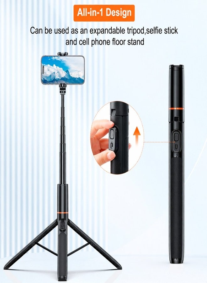 VRIG TP-19 Extendable Selfie Stick Tripod for Phone Max. Length 160cm/63in with Remote Shutter Phone Tripod for Vlog Selfie Live Streaming Group Photo Video - Image 3