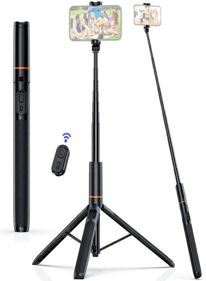 VRIG TP-19 Extendable Selfie Stick Tripod for Phone Max. Length 160cm/63in with Remote Shutter Phone Tripod for Vlog Selfie Live Streaming Group Photo Video - Image 1