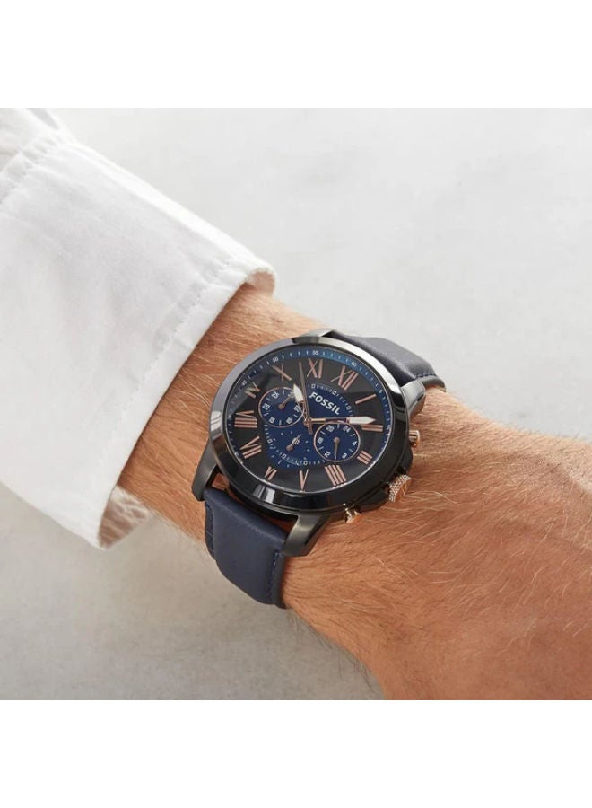 FOSSIL Men Leather Chronograph Wrist Watch FS5061 - Image 2