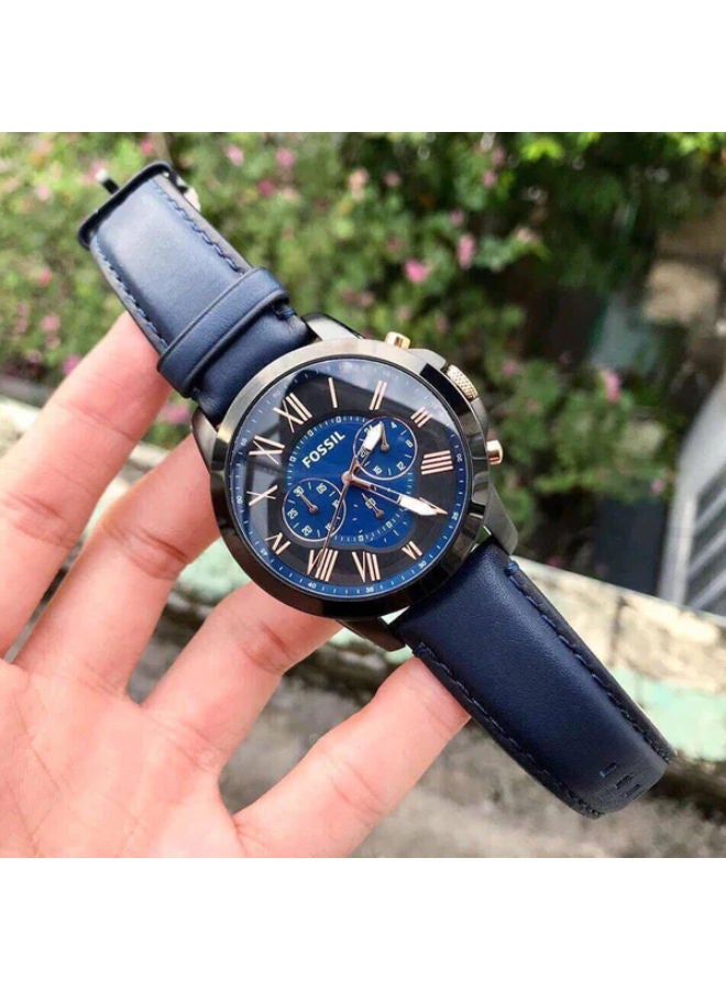 FOSSIL Men Leather Chronograph Wrist Watch FS5061 - Image 3