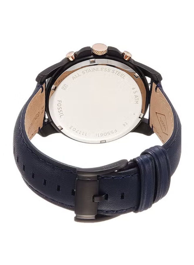 FOSSIL Men Leather Chronograph Wrist Watch FS5061 - Image 4