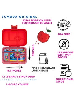 Yumbox Yumbox Original Leakproof Bento Lunch Box Container for Kids (Roar Red)  - Image 2