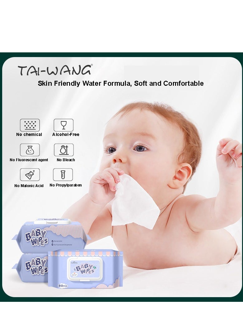 TAI-WANG - Water Baby Wipes 99% Water Based Wipes Unscented and Hypoallergenic for Sensitive Skin 1600 Count 20 packs - Image 1