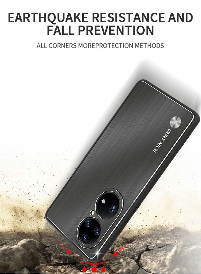 GROIC Suitable for Huawei P50/P50E 6.5 Inch Brushed Mobile Phone Shell Aluminum Alloy Back Plate Fine Hole Metal All-inclusive Lens Cell Phone Cover - Image 5