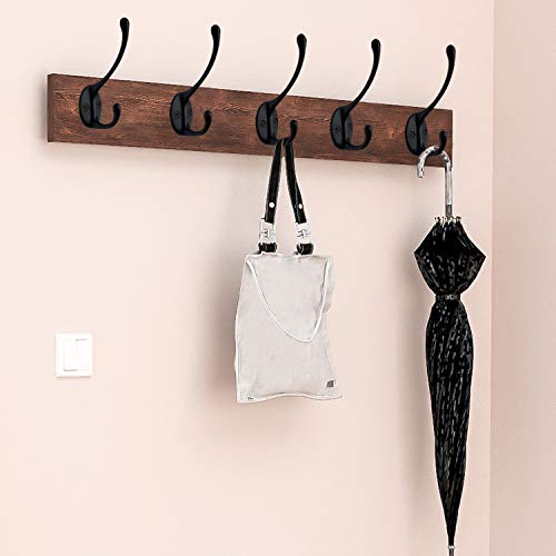 IBosins 10 Pack Heavy Duty Dual Coat Hooks Wall Mounted with 40 Screws Retro Double Hooks Utility Black No Rust Hooks for Coat, Scarf, Bag, Towel, Key, Cap, Cup, Hat (Black) - Image 5