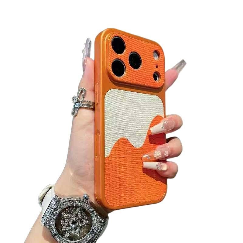 غطاء واقي بTPU لـ iPhone 14 / 14 Plus / 14 Pro / 14 Pro Max مع حماية من السقوط ومغناطيس قوي مع مقاوم للصدمات مع نقش هندسي مع قبضة مضادة للانزلاق باللون برتقالي مضاد للانزلاق مغناط. - Image 1