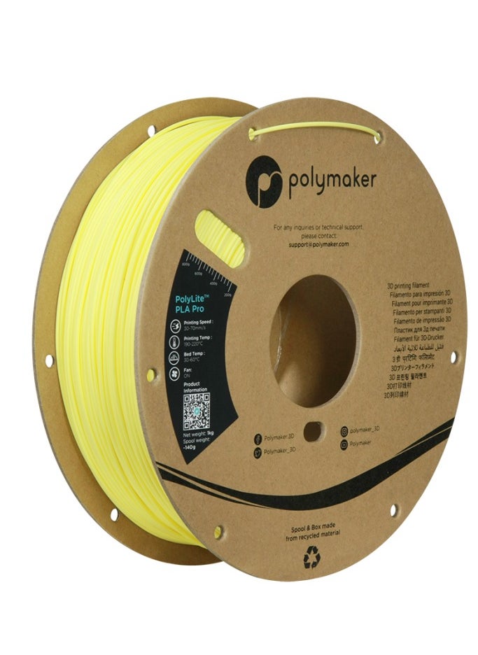 polymaker - Polymaker PolyLite PLA Pro Light Yellow 1.75mm/ 1KG - Image 1
