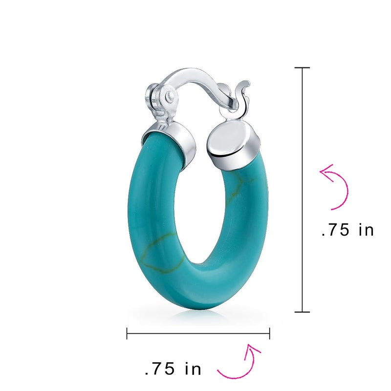 بلينج جولري حلق أذن من الفضة الإسترلينية عيار 925 مرصع بأحجار الفيروز - Image 4