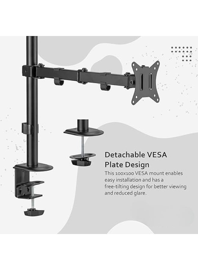 Heavy Duty Desk Mount – Fully Adjustable Steel Monitor Stand for LED/LCD Screens up to 27” – Single Monitor Articulating Arm with Grommet - Image 2