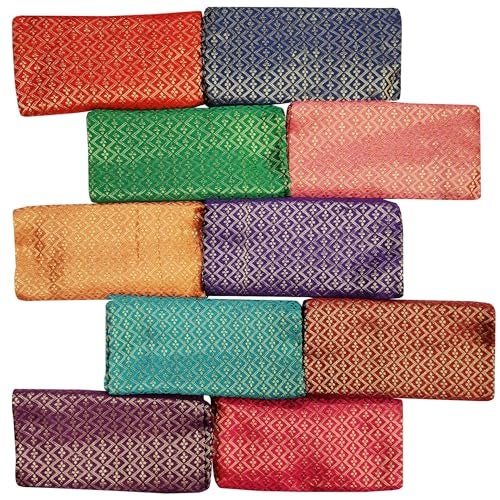 SELVEL Women's Jacquard Unstiched Blouse Piece | Fancy Multicolor Unstitched Blouse Materials for Gifting 1 Meters Each (Pack of 10) - Image 1
