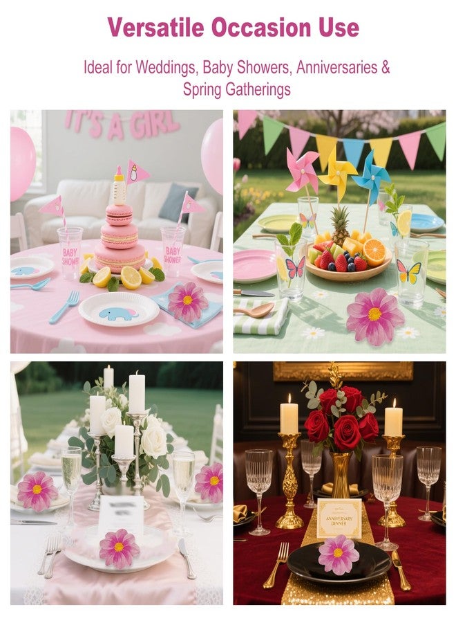 ZGGAZCA 20 Pcs Flower Shaped Napkins Disposable Floral Paper Spring Decorative Tableware for Wedding Bridal Baby Shower Birthday Summer Dinner Party Decor Pink - Image 4