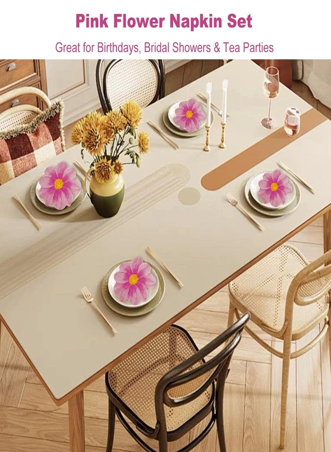 ZGGAZCA 20 Pcs Flower Shaped Napkins Disposable Floral Paper Spring Decorative Tableware for Wedding Bridal Baby Shower Birthday Summer Dinner Party Decor Pink - Image 2