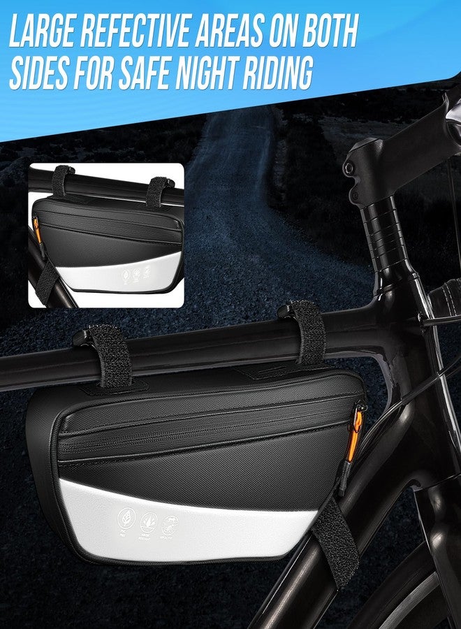 WOTOW Bike Frame Bag - Waterproof Bike Triangle Bag with Side Pocket - Reflective Bicycle Under Tube Storage Pouch for Road Mountain Cycling Travel, 1.8L - Image 5