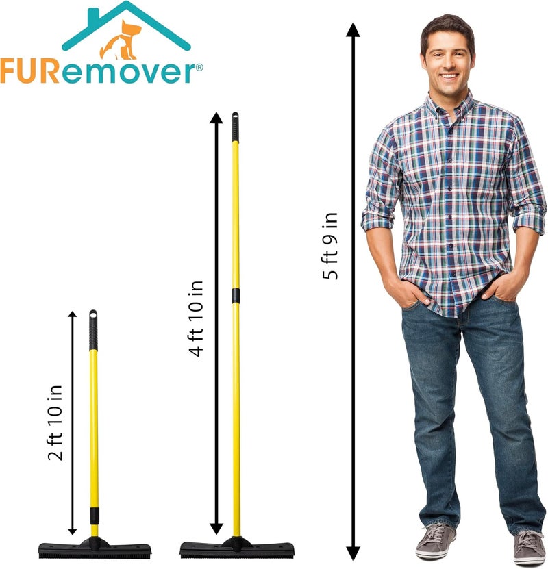 FURemover Original Pet Hair Rubber Broom with Squeegee, with 58" Telescopic Handle for Carpet, Tile and Hardwood - Image 3