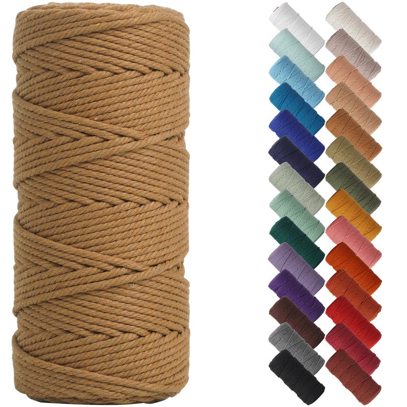 NOANTA Coffee Macrame Cord 3mm x 109yards Colored Macrame Rope Cotton Rope Macrame Yarn Colorful Cotton Craft Cord for Wall Hanging Plant Hangers Crafts Knitting