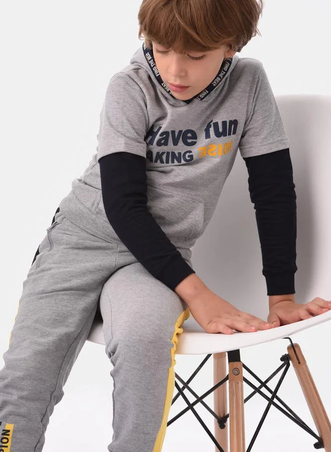URBASY Slogan Print Hooded Sweatshirt & Joggers Set by Styli