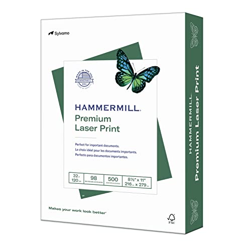 Hammermill Printer Paper, Premium Laser Print 32 lb, 8.5 x 11-98 Bright, Made in the USA, 104646R - 1 Ream (500 Sheets) - Image 1