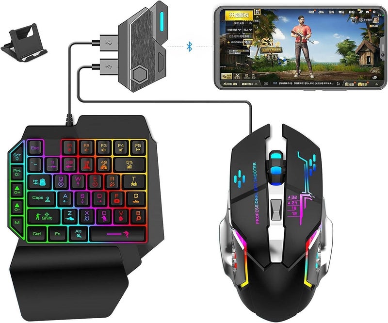 الاسامكو محول لوحة المفاتيح والفأرة للألعاب Mix Elite PUBG، مخصص لنظام أندرويد (لأندرويد 7.0 وما فوق، وليس لنظام iOS)، حزمة الفأرة ولوحة المفاتيح المشتركة لألعاب التصويب من منظور الشخص الأول على الهواتف المحمولة - Image 1