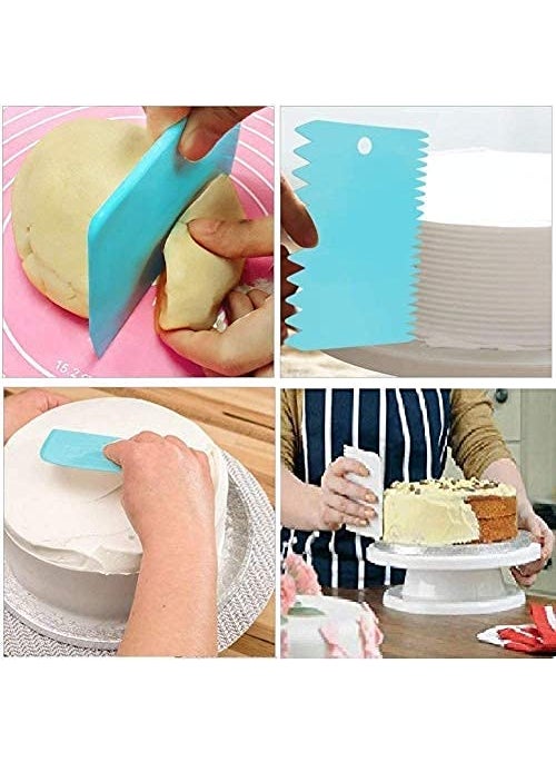 BAKING SET Baking Set 12 Piece Cake Decorating Nozzle Set and 3 Pcs Set Plastic Dough Bench Scraper Cake Cutter Chopper and 8 pcs Measuring Cup Combo Pack Multi  - Image 5