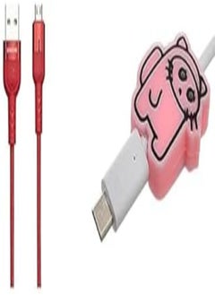 Borofone BU17 for Micro - red With Silicone Cable Protector With Cartoon Cat Design For Your Charging Cord - Multi Color.