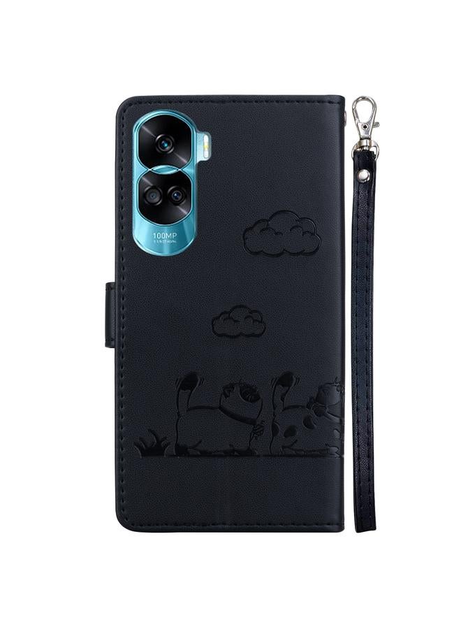 اس-توب جراب هاتف Honor 90 Lite المصنوع من الجلد بتصميم قطط لطيفة بتقنية RFID - Image 3