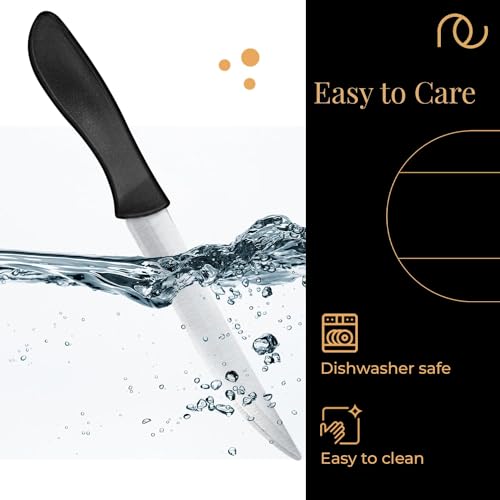 Ramkuwar Stainless Steel Carving Knife for Vegetable & Fruit Cutting Straight Blade Knife Curved Paring Knife for Professional and House Use Set of 3 Black - Image 4