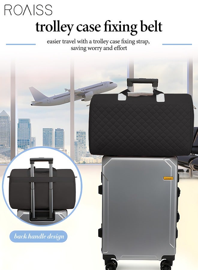 roaiss Quilted Travel Duffel Bag Large Capacity Lightweight Waterproof Oxford Fabric Multipurpose Shoulder Luggage Bag for Fitness Sports Training Trip for Unisex Black - Image 5