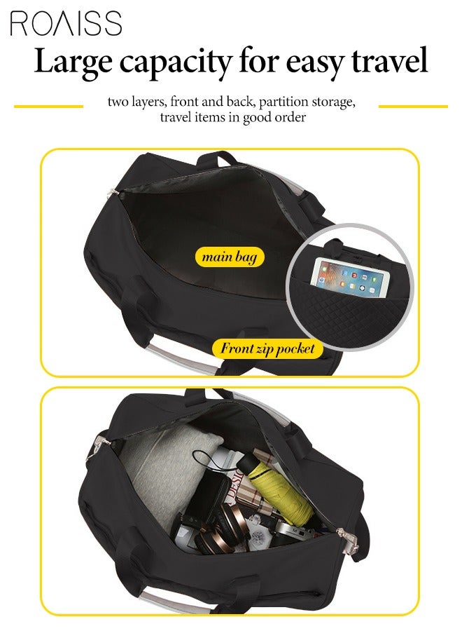 roaiss Quilted Travel Duffel Bag Large Capacity Lightweight Waterproof Oxford Fabric Multipurpose Shoulder Luggage Bag for Fitness Sports Training Trip for Unisex Black - Image 4