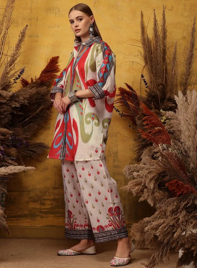 STREET 9 STREET 9 Multi Printed Shirt Collar Tunic and Palazzos Co-Ords