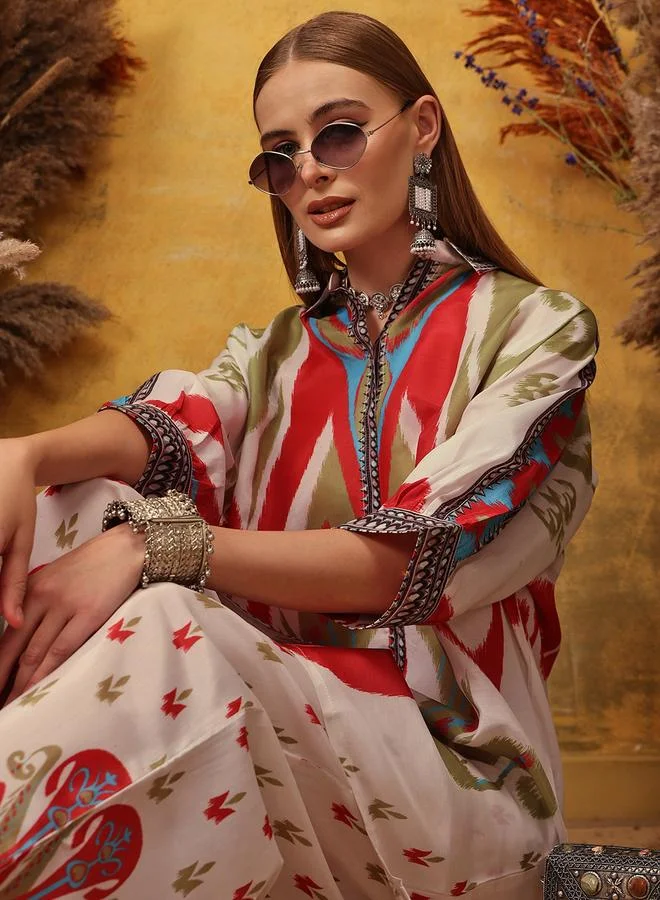 STREET 9 STREET 9 Multi Printed Shirt Collar Tunic and Palazzos Co-Ords