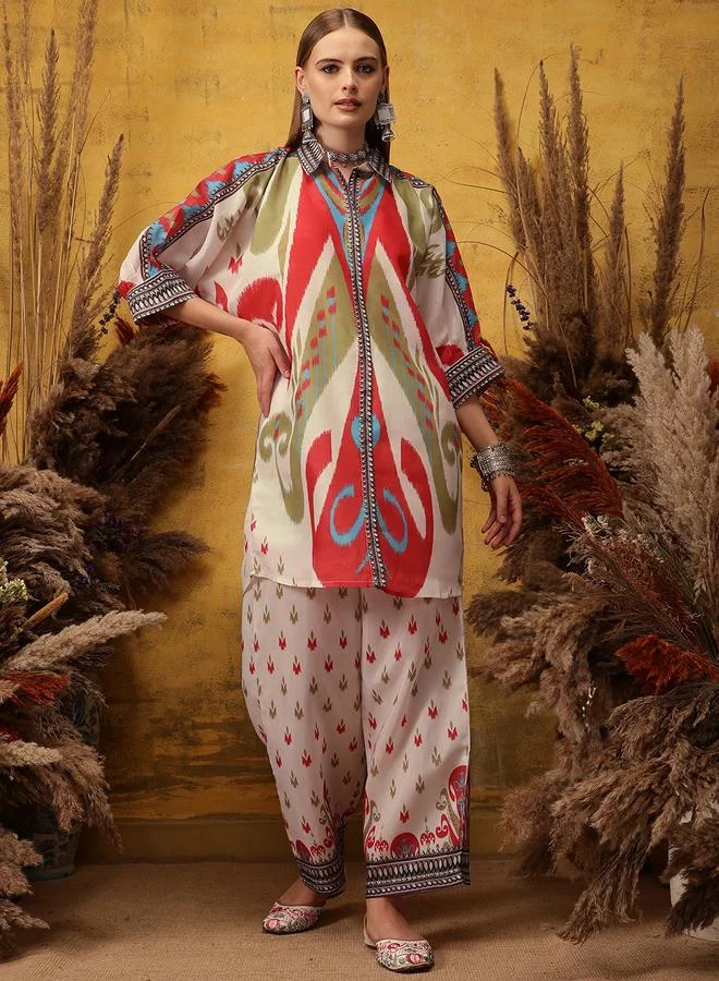 STREET 9 STREET 9 Multi Printed Shirt Collar Tunic and Palazzos Co-Ords