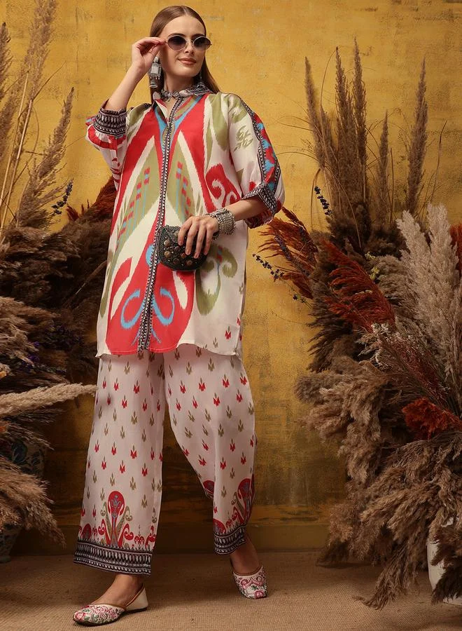 STREET 9 STREET 9 Multi Printed Shirt Collar Tunic and Palazzos Co-Ords