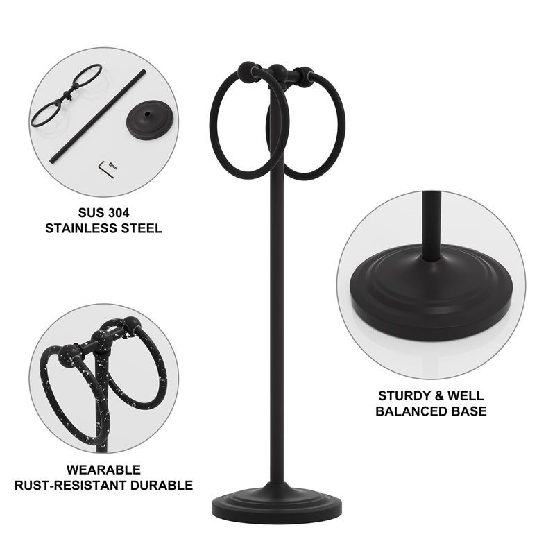 BGL Hand Towel Holder Stand for Bathroom, Hand Towel Stand for Bathroom Counter, Free Standing Towel Racks for Bathroom with Weighted Base,Matte Black - Image 3