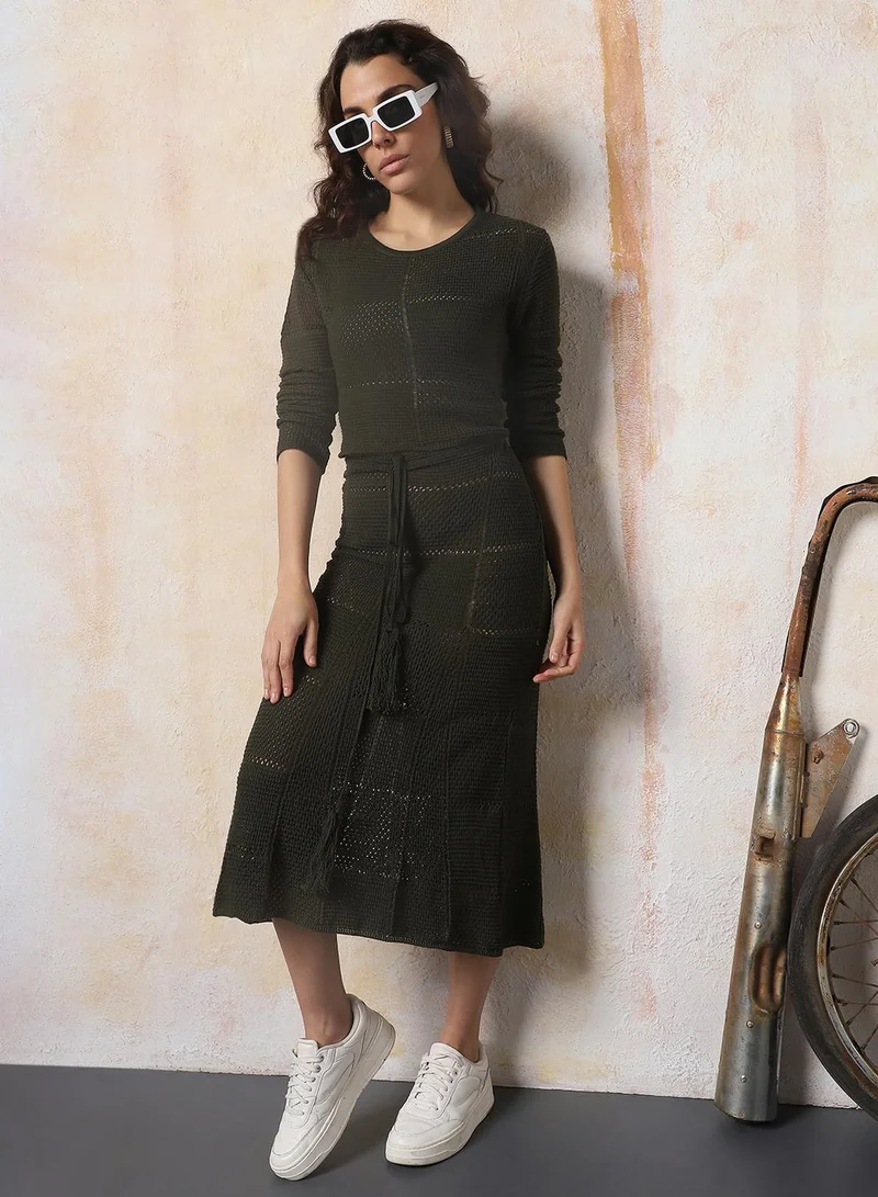 Self-Designed Crochet Round Neck Top & Skirt Co ord