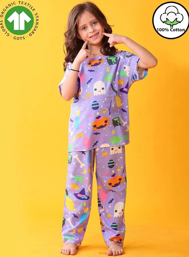 انثريلو مجموعة من  تيشيرت بطبعة هالوين مع بنطال