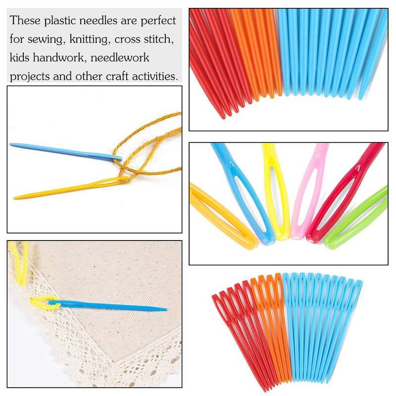 LOKUNN 50 Pcs Large Eye Plastic Needles, 2.7inch/7cm Learning Needles, Yarn Needles Darning Needle Plastic Sewing Needles Tapestry Needles, Safety Lacing Needles for DIY Sewing Handmade Crafts - Image 3