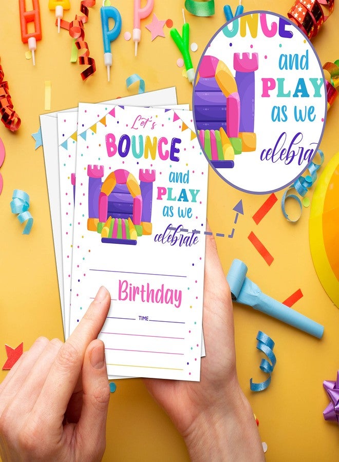Levitatinyear Bounce House Birthday Party Invitation, Bounce Themed Fill-In Invites for Man & Woman, 20 Invitations With Envelopes (4" X 6"), Adults Jumping Party Favors Decorations and Supplies -25 - Image 3