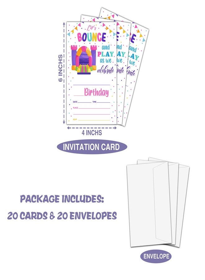 Levitatinyear Bounce House Birthday Party Invitation, Bounce Themed Fill-In Invites for Man & Woman, 20 Invitations With Envelopes (4" X 6"), Adults Jumping Party Favors Decorations and Supplies -25 - Image 4