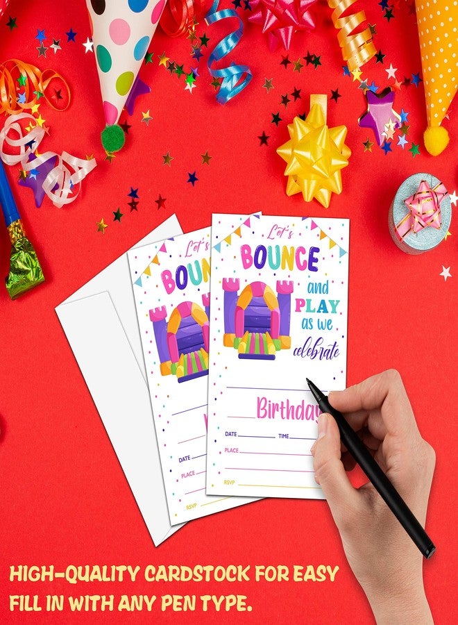 Levitatinyear Bounce House Birthday Party Invitation, Bounce Themed Fill-In Invites for Man & Woman, 20 Invitations With Envelopes (4" X 6"), Adults Jumping Party Favors Decorations and Supplies -25 - Image 5